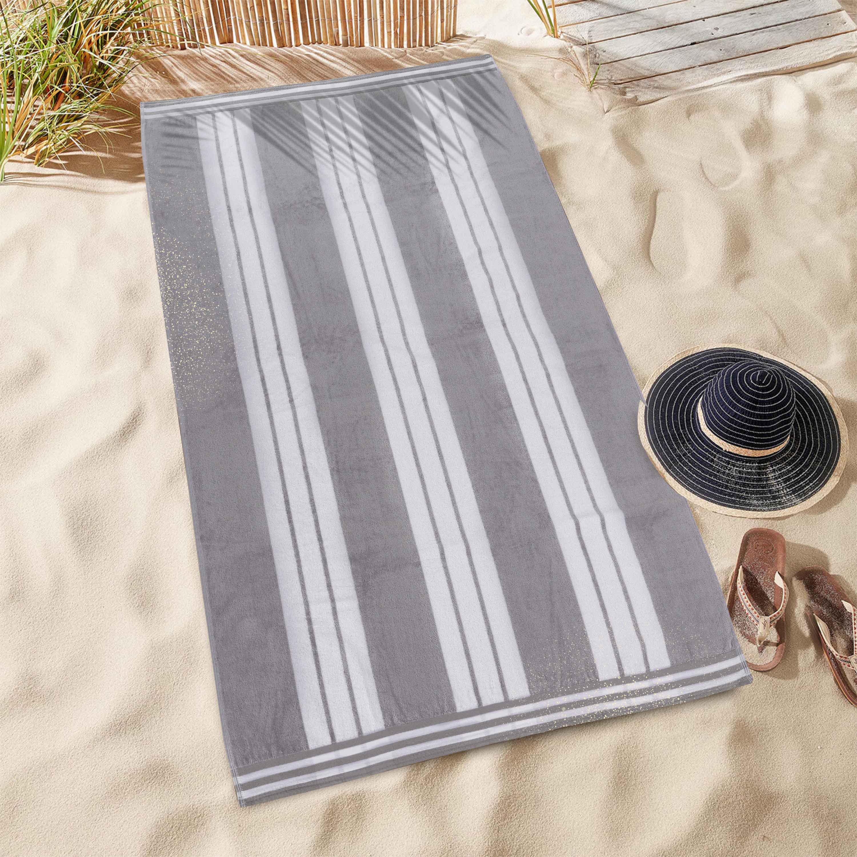 Premium Cabana Stripe Oversized Cotton Beach Towel Set (2/4/6 Pack) - Soft Quick-Dry Bath Towels for Pool, Beach, Yoga & Travel