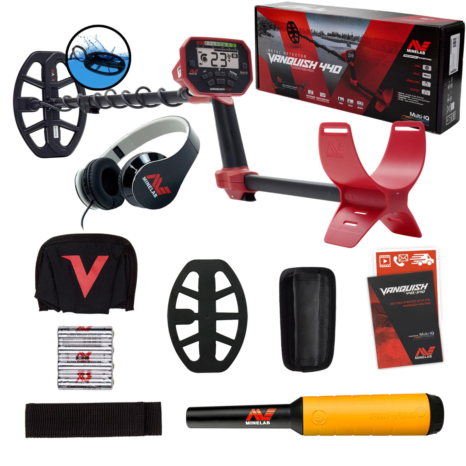 Minelab VANQUISH 440 Metal Detector with 10 x 7 Waterproof Coil & Pro Find 20 Pinpointer - Perfect for Treasure Hunting, Beach Combing & Outdoor Adventures