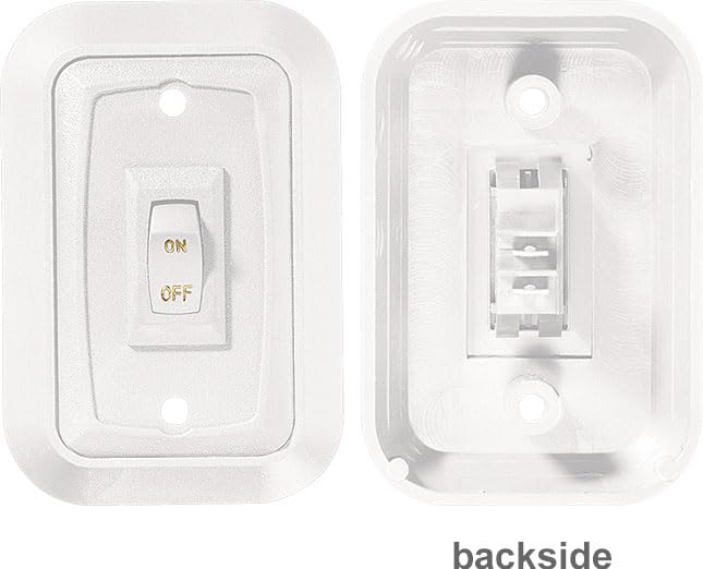 RV Designer S653 White Single Pole On/Off Wall Plate Switch with Raised Bezel - 3.53