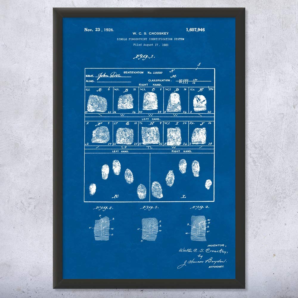 Custom Framed Fingerprint Card Print - Unique Detective & Law Enforcement Gift - Police & Investigator Decor (12x16) - Perfect for DMV Offices, Police Stations & Crime Scene Investigator Gifts
