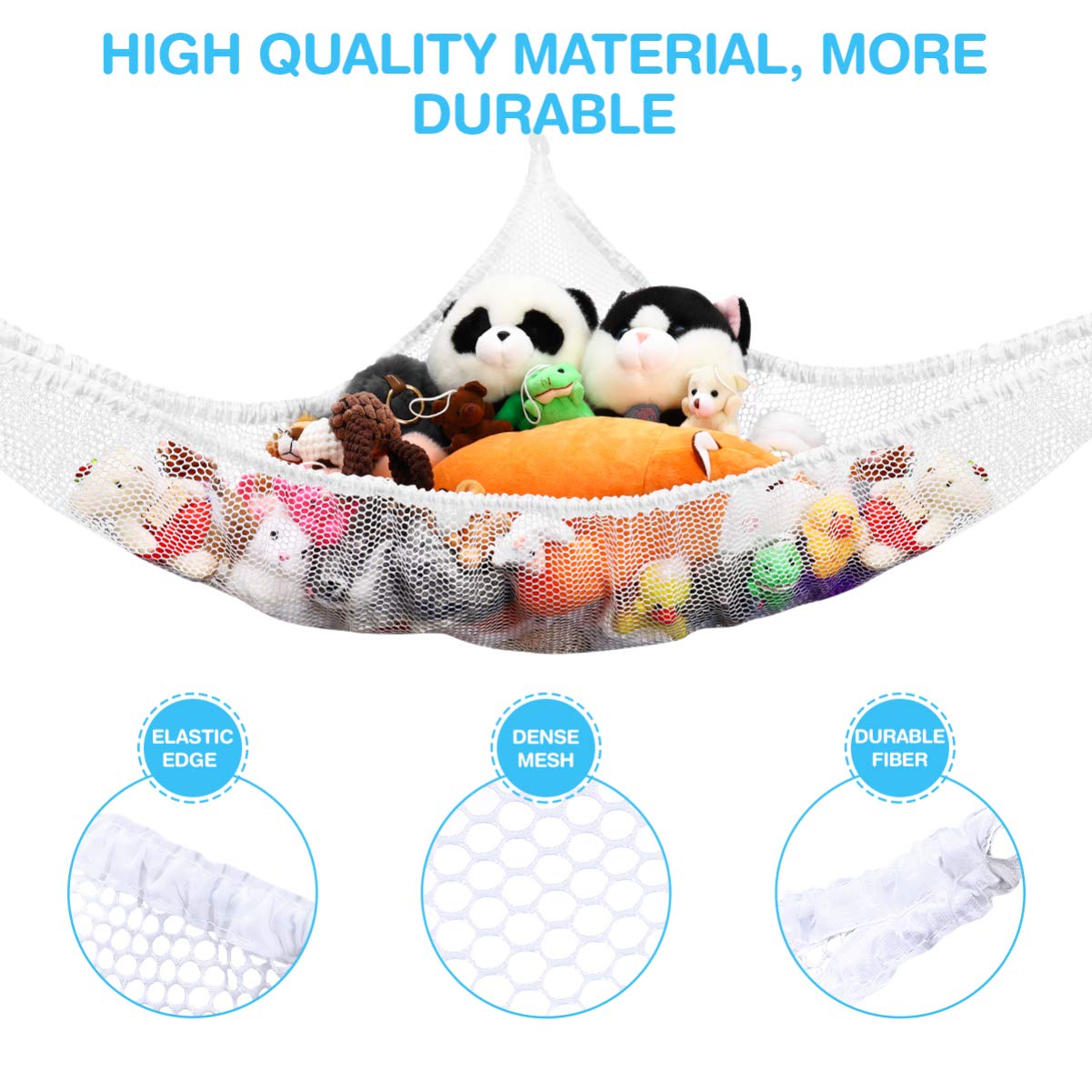 Cabilock 2-Pack Plush Toy Storage Net Hammock - Mesh Organizer for Stuffed Animals, Kids Room Decor & Toy Storage Solution - Perfect for Nursery, Playroom, and Bedroom Organization (Girls & Boys Toys)
