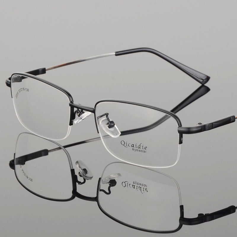 Bclear Men's Semi-Rim Square Alloy Eyeglasses - Lightweight Metal Frame Glasses for Men - Perfect for Office, Reading & Everyday Use (2008 Collection)