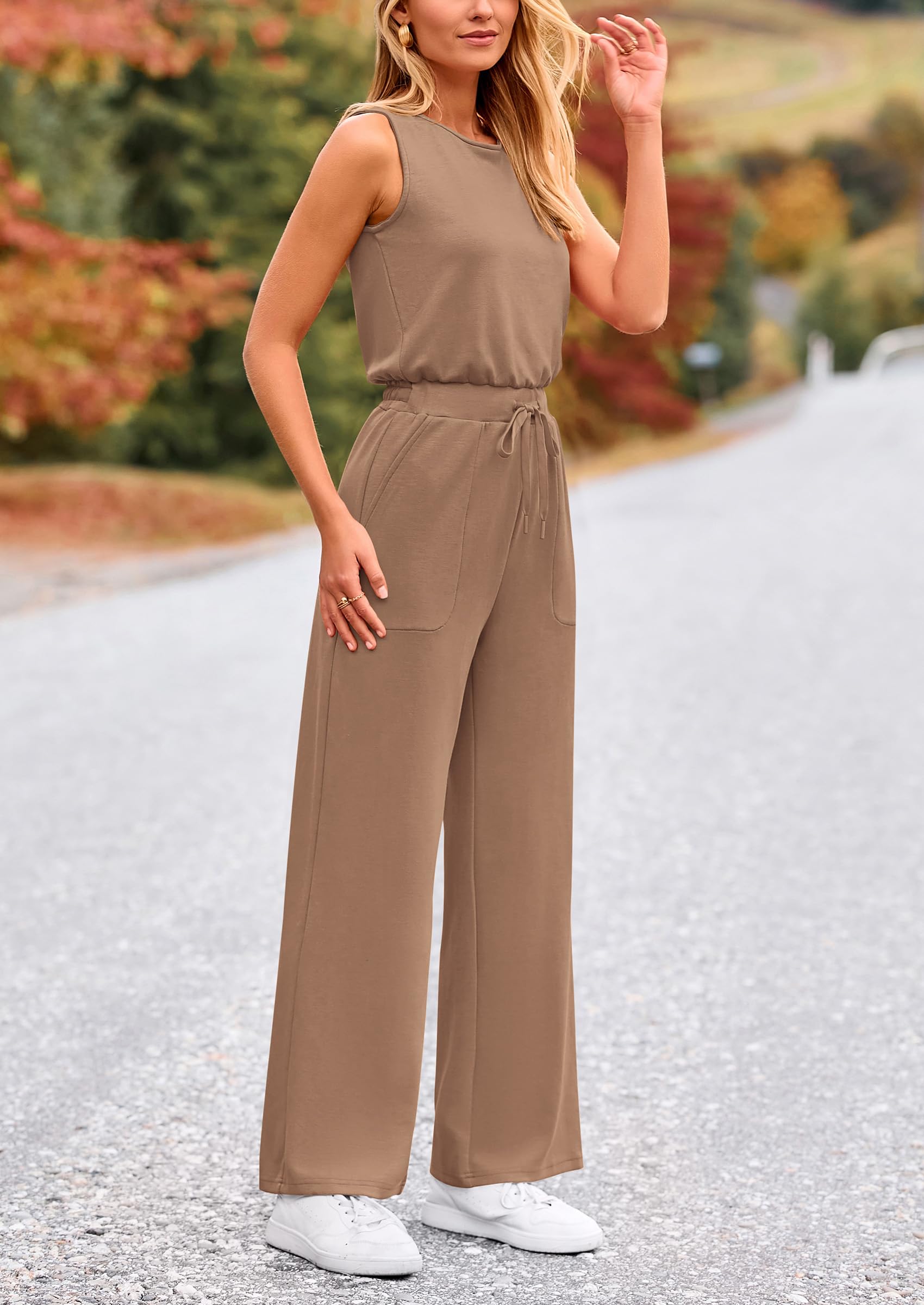 PRETTYGARDEN Women's Summer Casual Sleeveless Wide Leg Jumpsuit Romper - Breathable One Piece Outfit for Beach Vacation, Outdoor Activities & Daily Wear