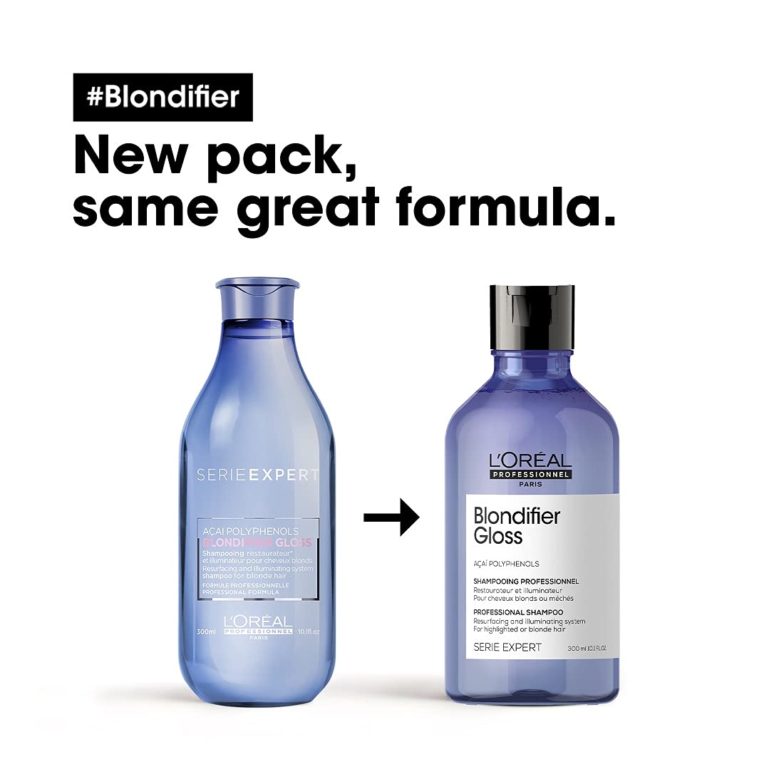 L'Oréal Professionnel Serie Expert Blondifier Gloss Shampoo & Conditioner Set - Brightening & Protecting for Blonde Hair (300ml Shampoo + 200ml Conditioner) - Perfect for Color-Treated & Highlighted Hair at Home or Salon