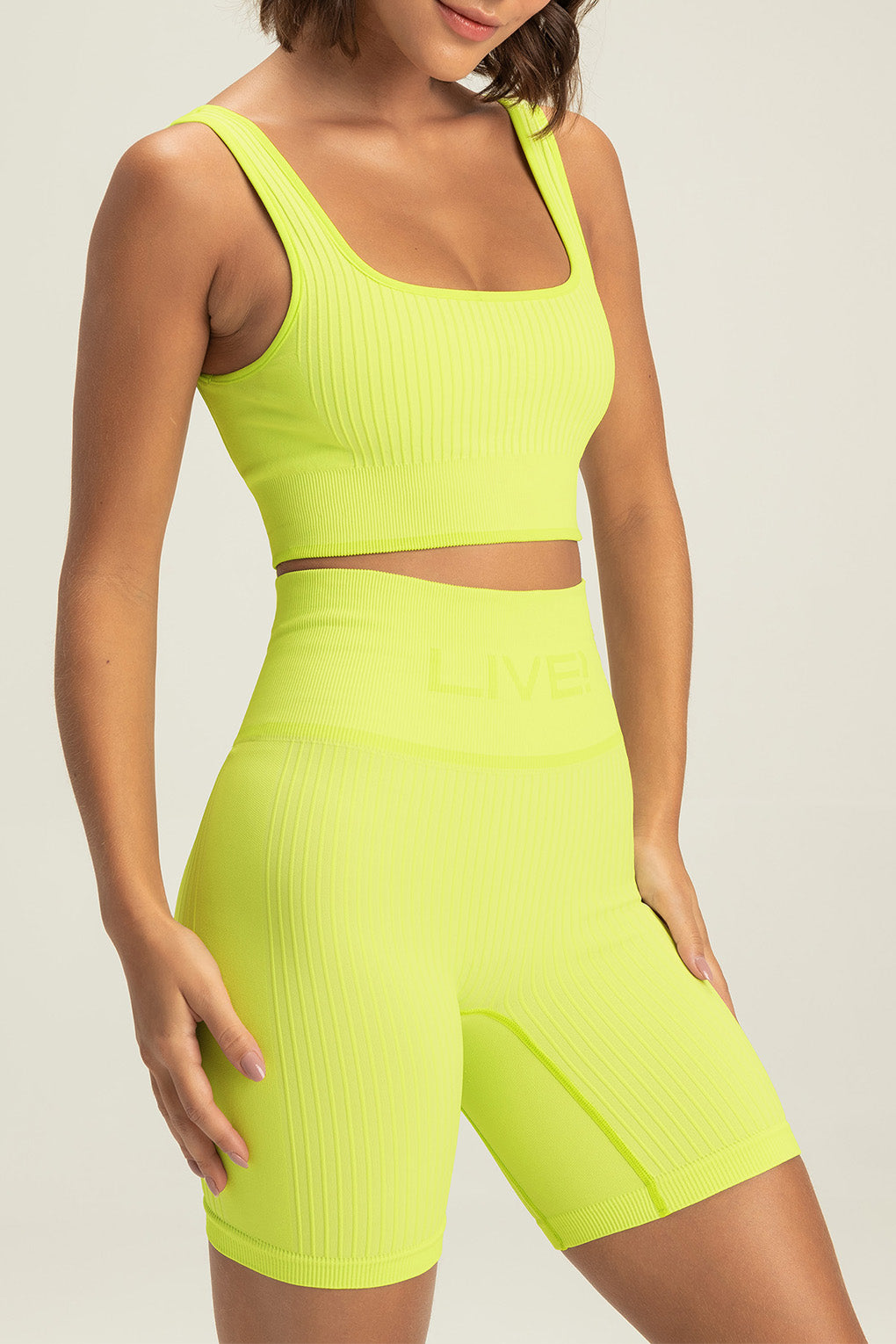 Seamless Rib Shorts for Women - High Waist Yoga Shorts with Pockets, Comfortable Workout & Lounge Shorts - Perfect for Yoga, Running, Gym & Relaxing at Home