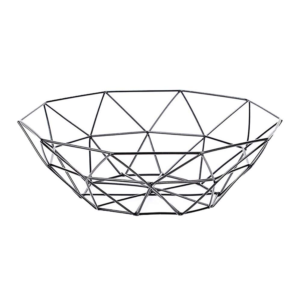 Modern Geometric Metal Wire Basket - Kitchen Storage Organizer for Fruits, Vegetables & Wine - Stylish Desktop Display for Home, Office, or Restaurant Use