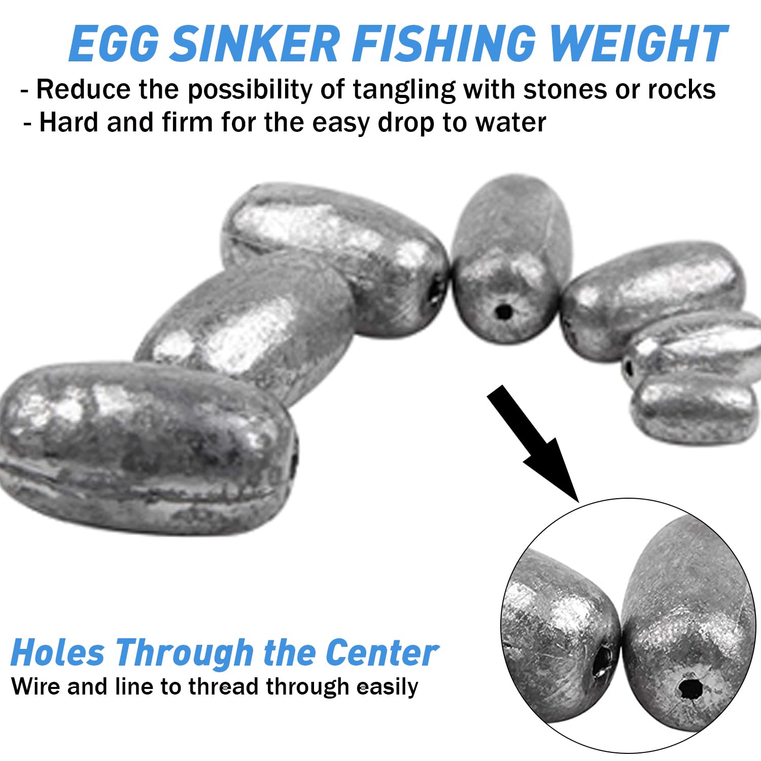 Premium Oval Egg Sinkers Fishing Weights - Sliding Bass & Catfish Weights for Saltwater & Freshwater Fishing - Ideal for Worm Fishing, Casting, and Bottom Fishing Techniques