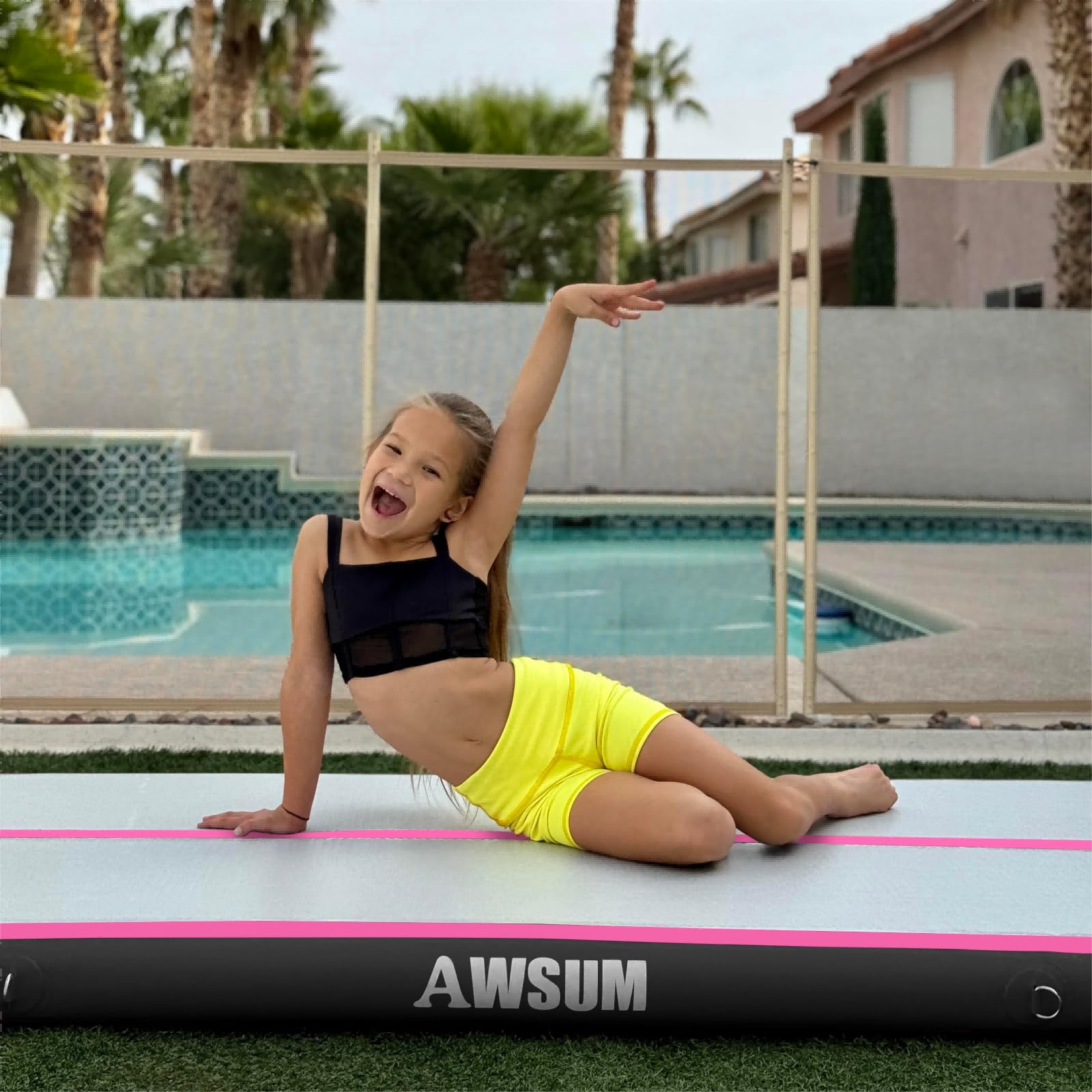 Best Inflatable Air Gymnastics Mat 10ft-23ft - 4/8 Inch Thick Tumbling Training Mat with Electric Pump for Home Gym & Outdoor Use - Perfect for Cheerleading, Yoga, Parkour & Kids Play