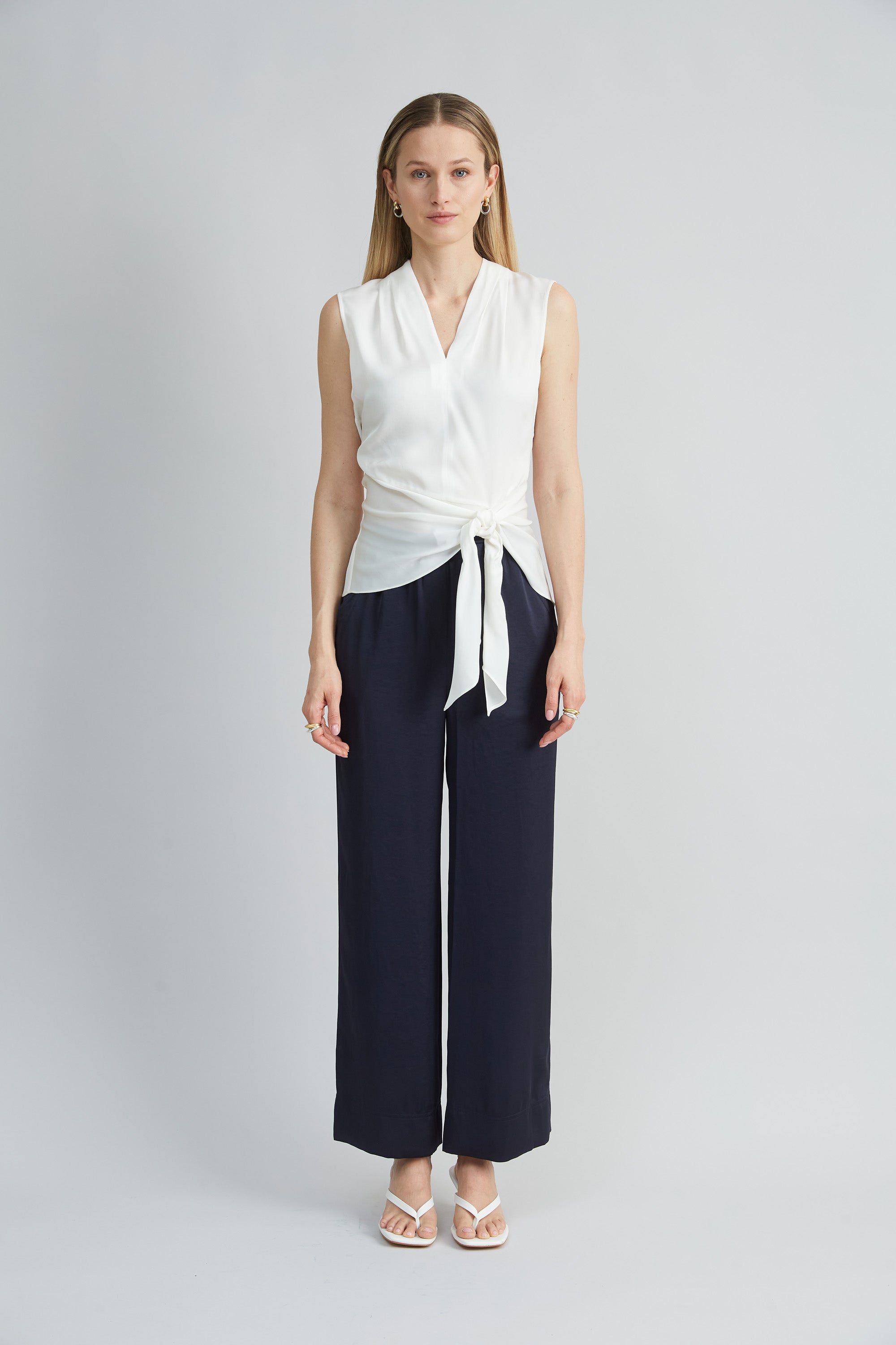Elegant Silk Side Tie Blouse for Women - Soft & Breathable Summer Top - Perfect for Office, Date Night & Casual Outings