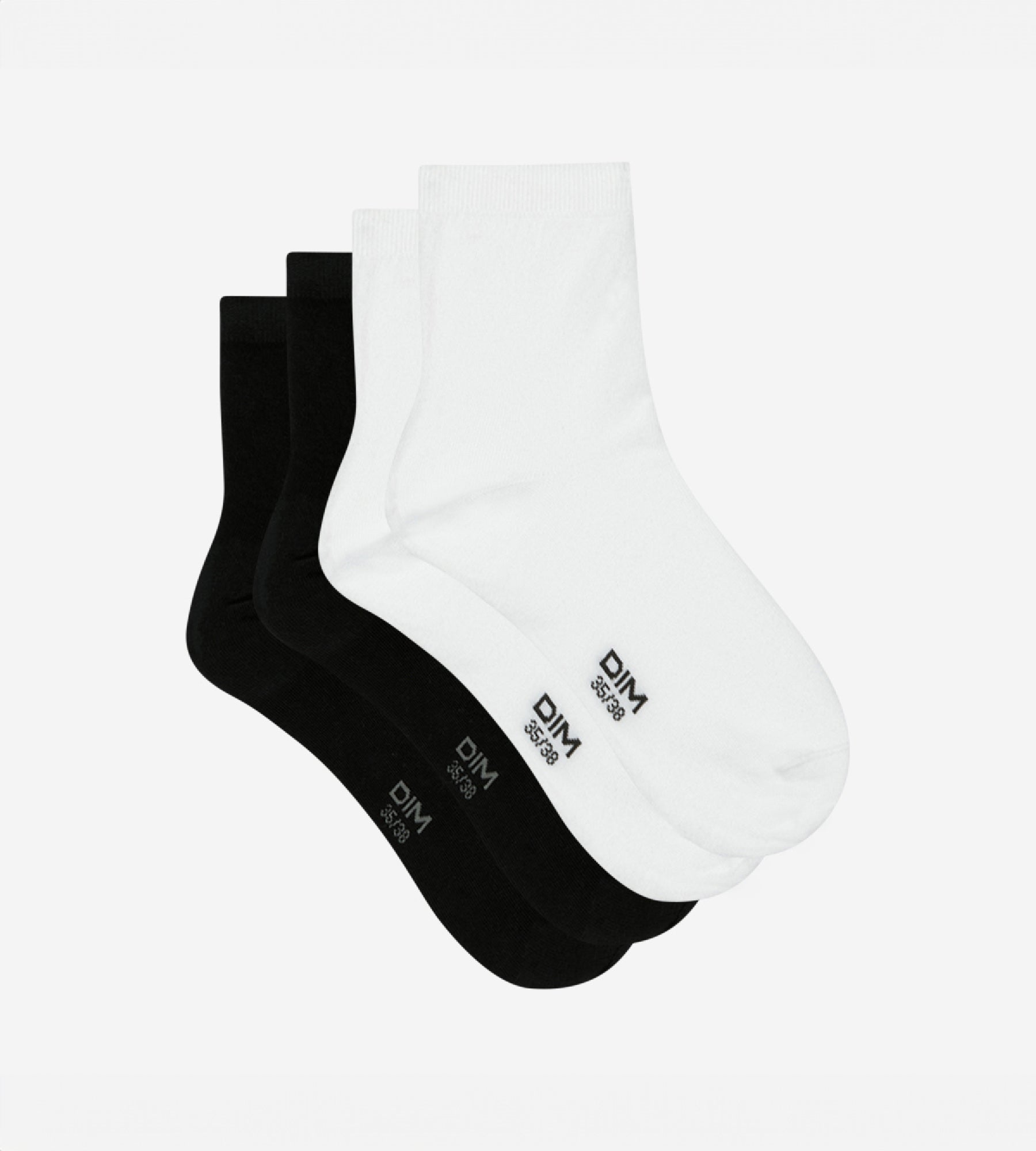 2 Pairs of Black and White Cotton Socks for Men & Women - Soft Breathable Everyday Socks for Work, Gym, and Casual Wear