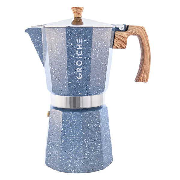 GROSCHE Milano Stovetop Espresso Maker - 3 Cup Italian Coffee Maker for Stove Top - Durable Stoneware Design - Perfect for Home, Office & Camping Coffee Brewing