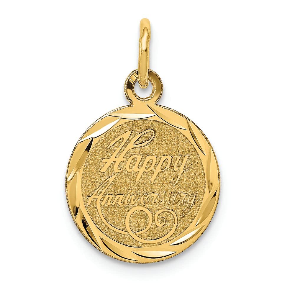 FJC Finejewelers 14k Yellow Gold Happy Anniversary Charm Pendant - 13x21mm Elegant Gift for Wife, Couples, Anniversary & Special Occasions