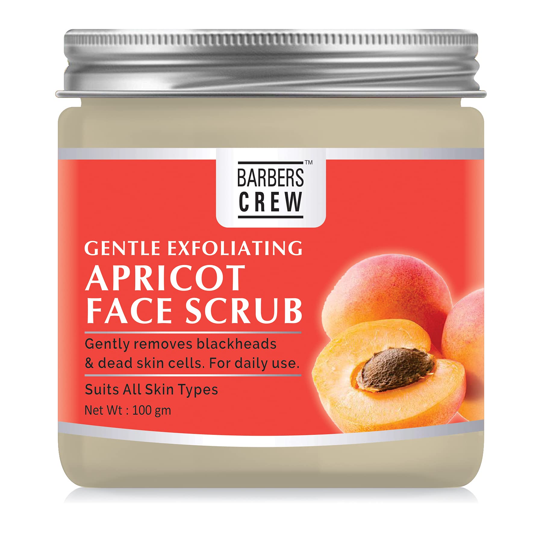 Barbers Crew Premium Apricot Facial Scrub - Exfoliating Dead Skin Remover & Skin Revitalizer - 100g - For Men's Grooming & Daily Skincare Routine