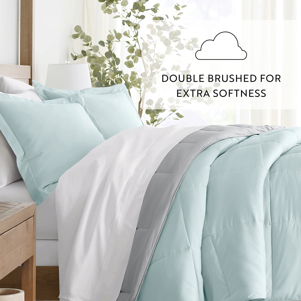 Reversible Down Alternative Comforter Set - Ultra Soft All Season Bedding - Perfect for Master Bedroom, Guest Room & Dorm Room