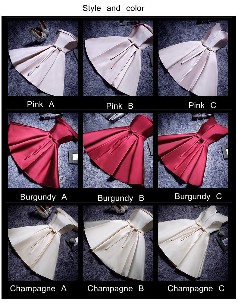 Elegant A-Line Satin Short Prom Dresses for Women - Formal Bridesmaid Dresses for Weddings & Special Occasions - Perfect for Homecoming, Cocktail Parties & Evening Events