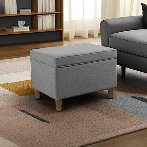 Modern Storage Ottoman - Dinah Collection for Living Room & Bedroom | Home Decor (Grey)