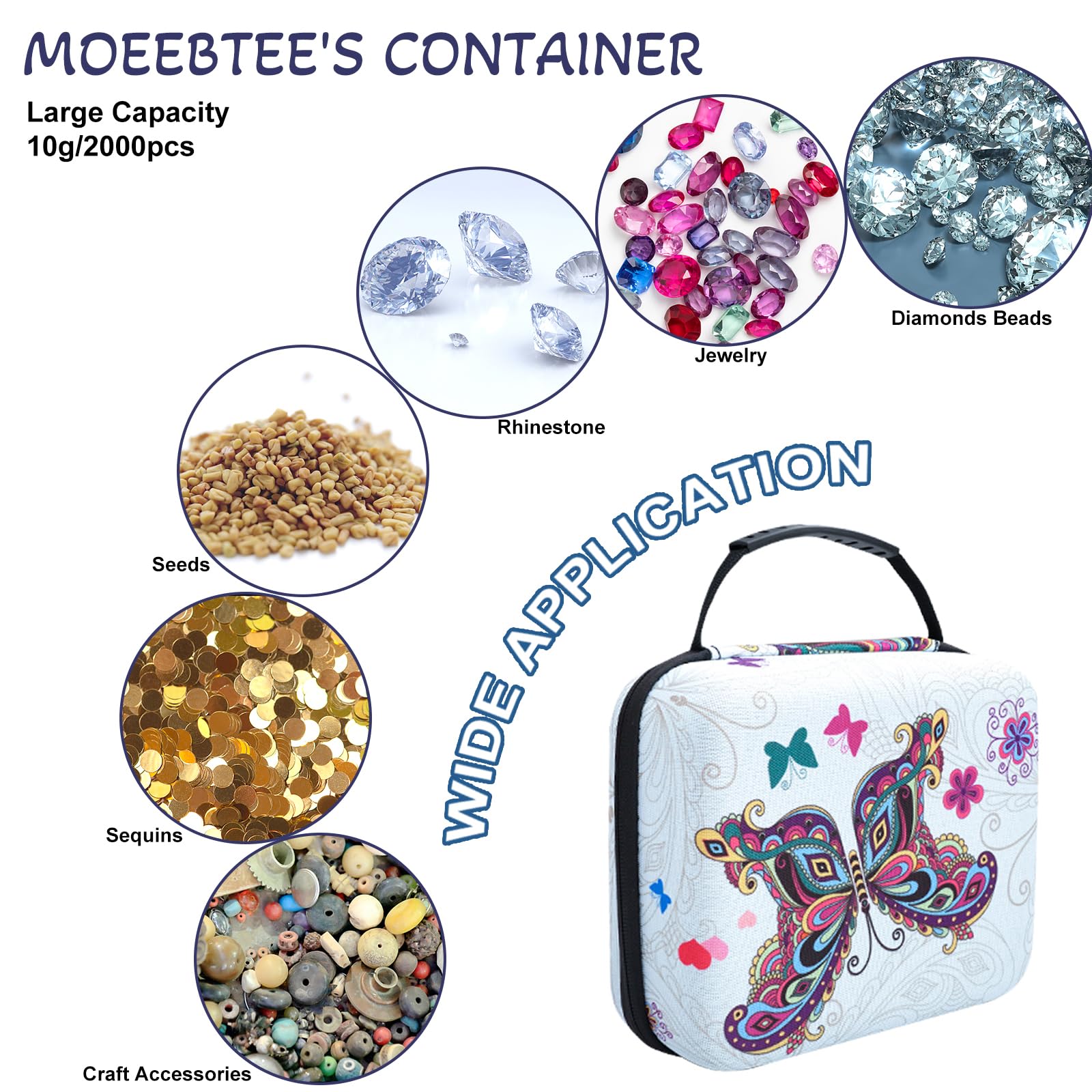 MoeeBtee 30 Slots Diamond Painting Storage Box with Tools - Organize Diamond Art, Craft Beads & Jewelry - Portable Craft Storage Container for DIY Enthusiasts (Butterfly Design) | Perfect for Home, Travel & Gift Giving