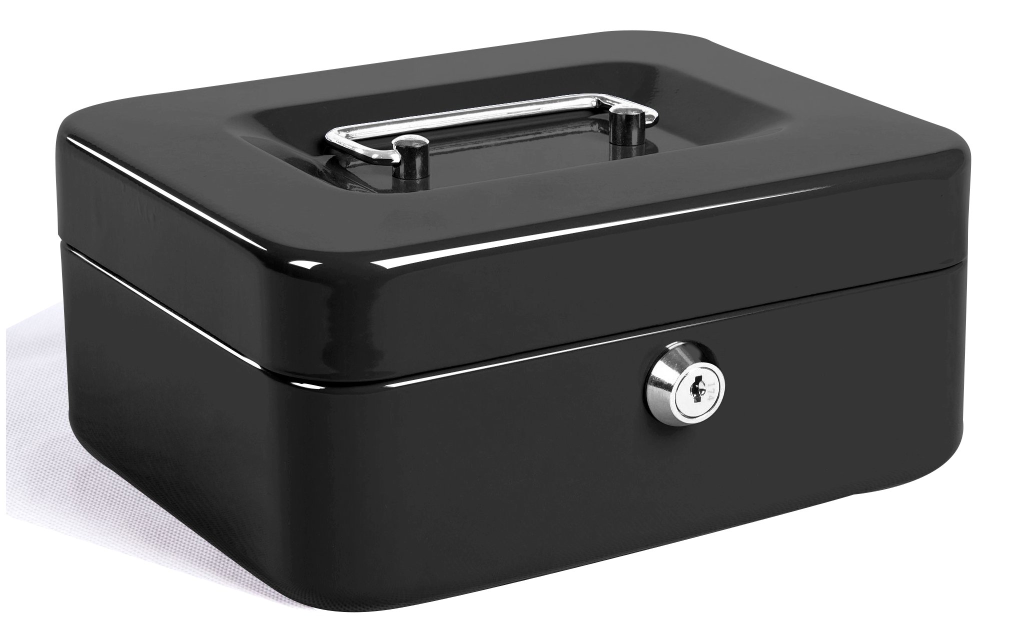 Jssmst Medium Steel Cash Box with Money Tray - Secure Lock Box for Home & Office Use - Black - Perfect for Small Business, Retail Stores, and Personal Savings