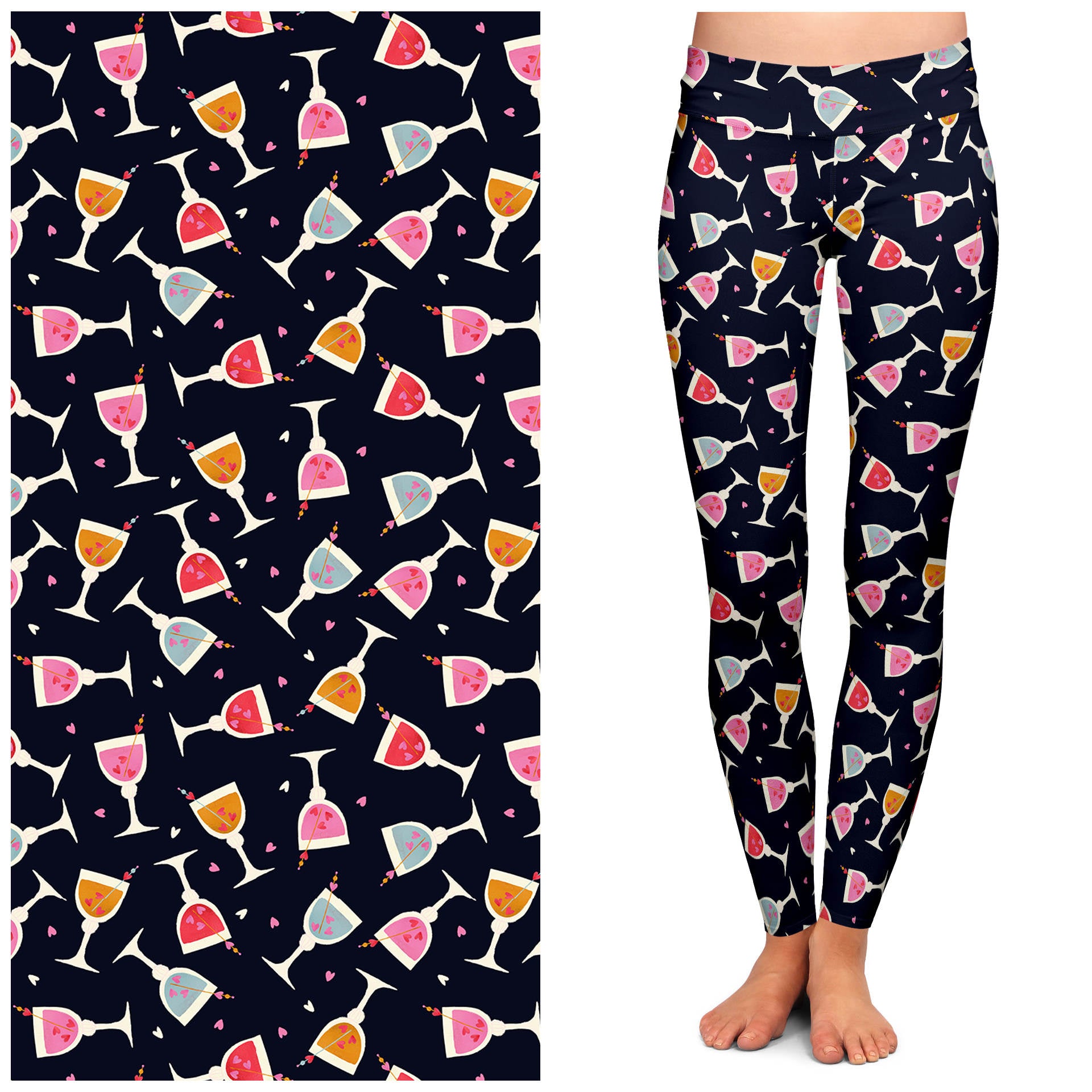Sweetheart Swirl Pattern Buttery Soft High-Waisted Yoga Leggings for Women - Lipstick & Chrome | Perfect for Yoga, Workouts & Casual Wear