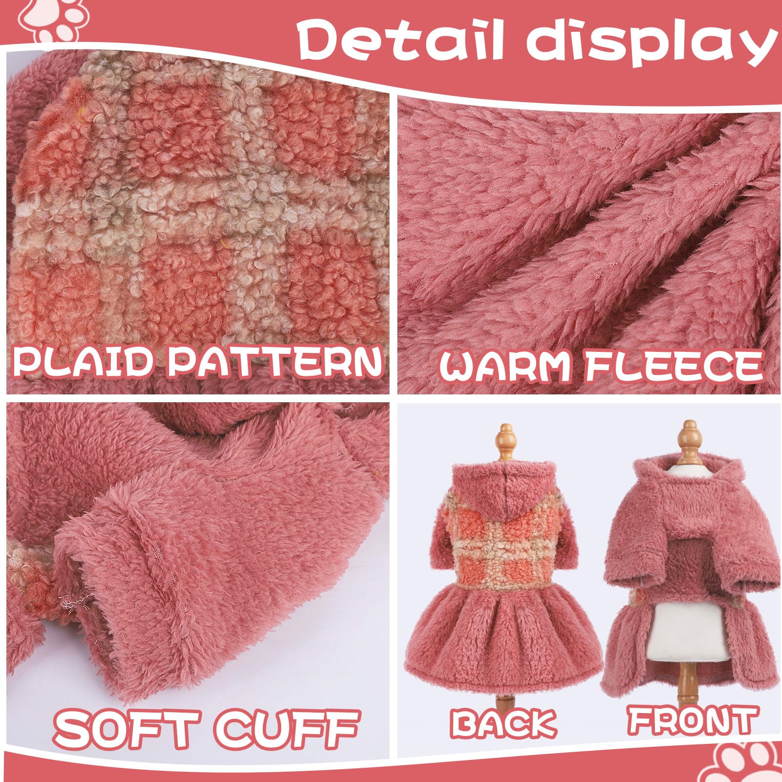 Warm Fleece Dog Clothes for Small Dogs - Winter Dog Dress & Hoodie Outfit for Chihuahua, Yorkie, Teacup Puppies & Cats - Cozy Cold Weather Pet Sweater (Medium) - Perfect for Outdoor Walks & Indoor Lounging