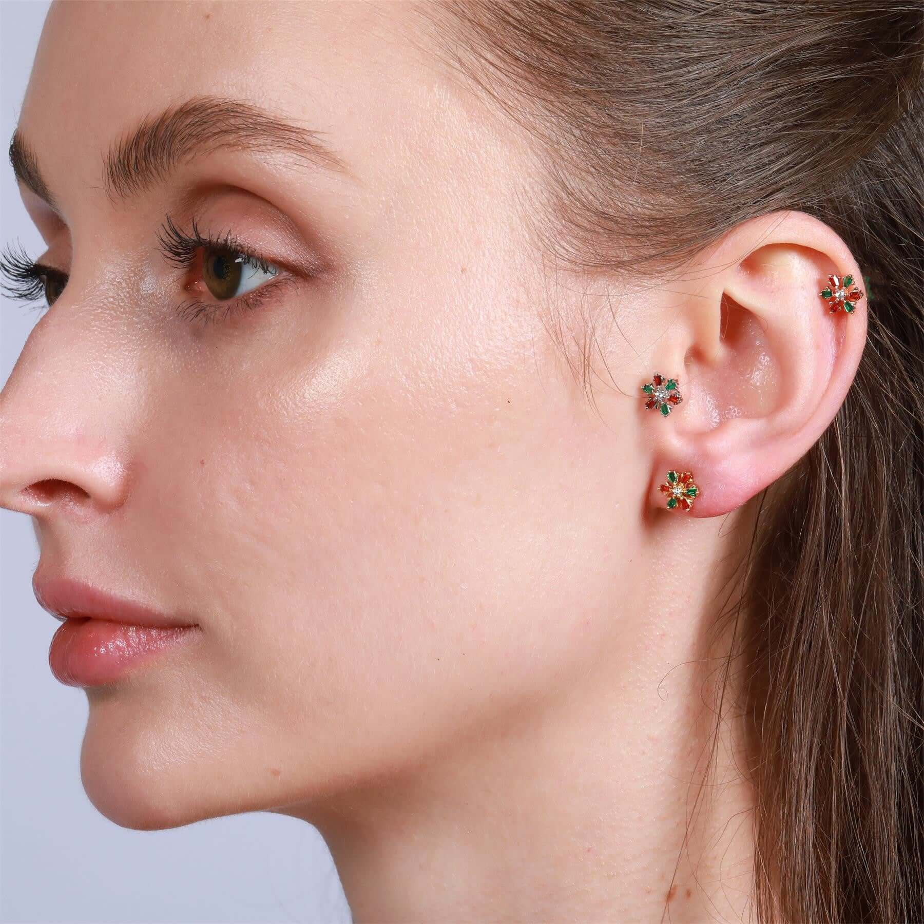 20G Snowdrop Cartilage Helix Stud Earrings - EGD0039 | Hypoallergenic Surgical Steel Earrings for Women | Perfect for Daily Wear, Parties & Special Occasions