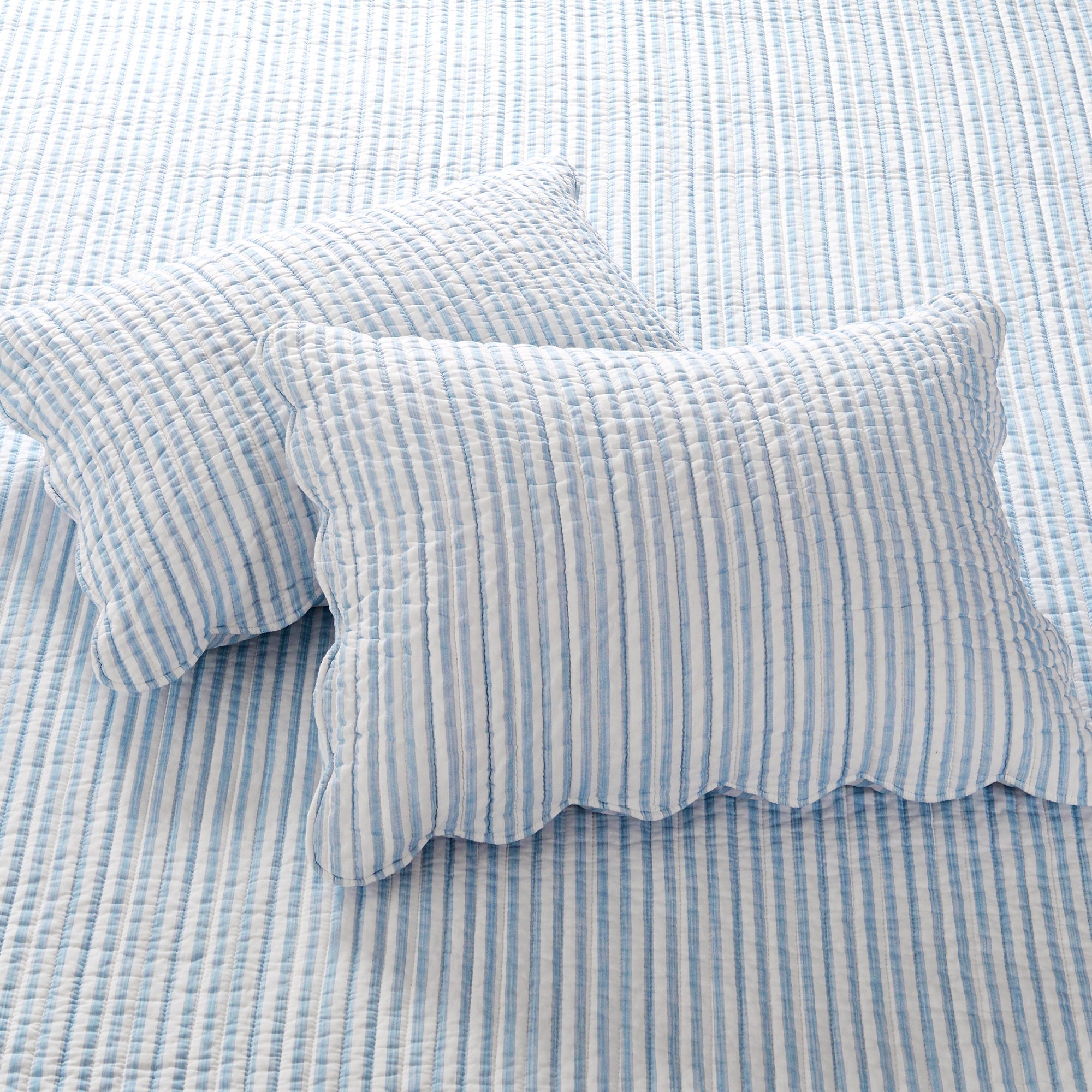 Martha Stripe Blue Dorm Quilt Set - Soft & Cozy Twin Size Bedding for College Students - Perfect for Dorm Rooms, Guest Beds & Sleepovers