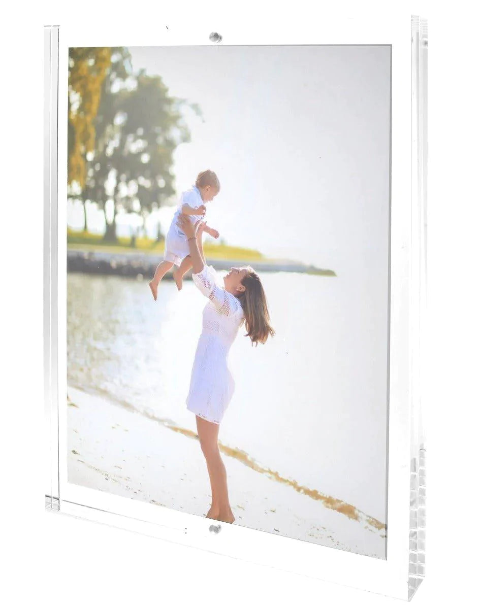 8x10 Inch Clear Thick Block Double Sided Photo Frame - Perfect for Wall Display, Tabletop Decor, and Gift Giving