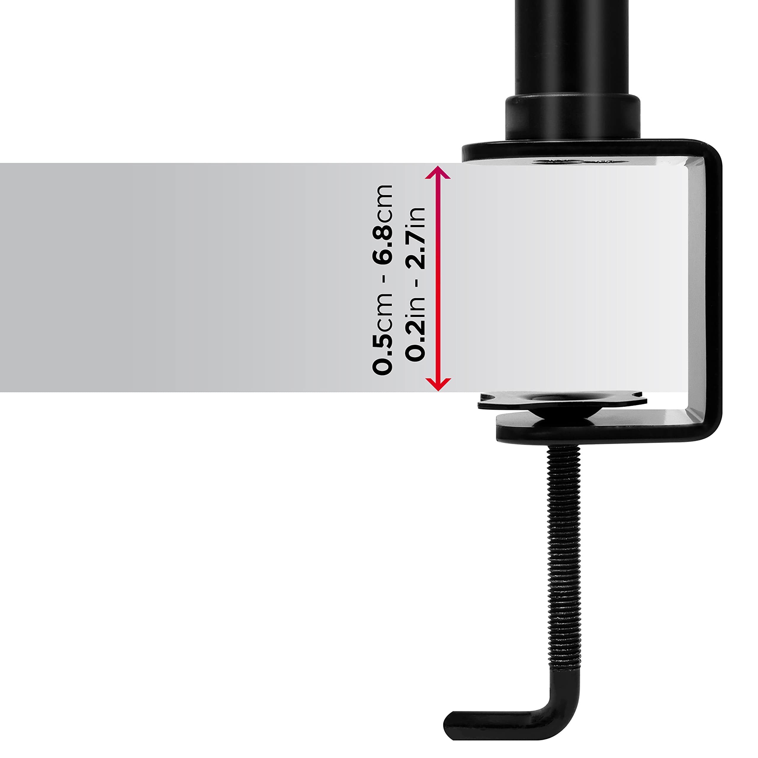 Duronic DMT252 Dual Monitor Stand - Height Adjustable PC Monitor Arm with 100cm Pole, C-Clamp Mount for 13-27