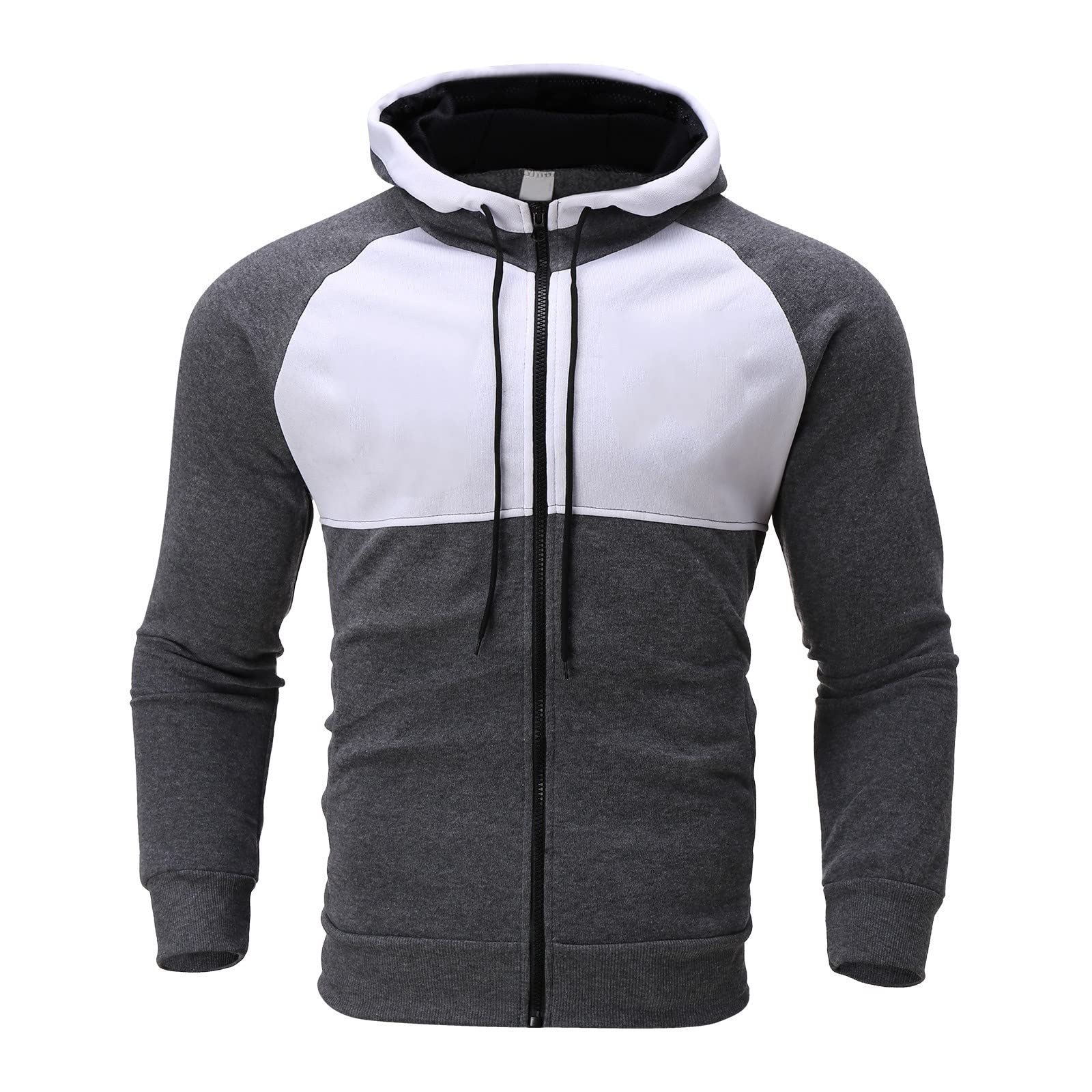 LOIJMK Men's Patchwork Zip Hoodie & Jogger Tracksuit Set - 2 Piece Casual Athletic Wear for Men & Women | Gym, Running, Lounge, Streetwear Outfit