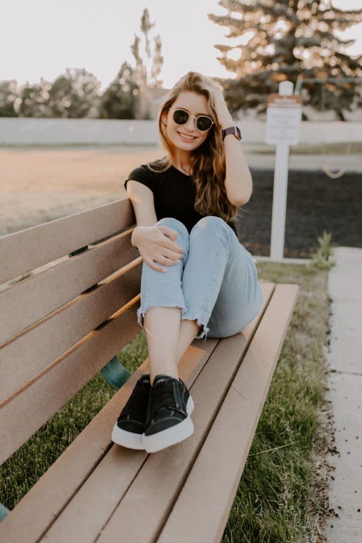 JENN ARDOR Women's Slip On Sneakers - No Lace Elastic Low Top Canvas Shoes for Women | Comfortable Casual Walking Flats | Perfect for Work, Travel & Everyday Wear