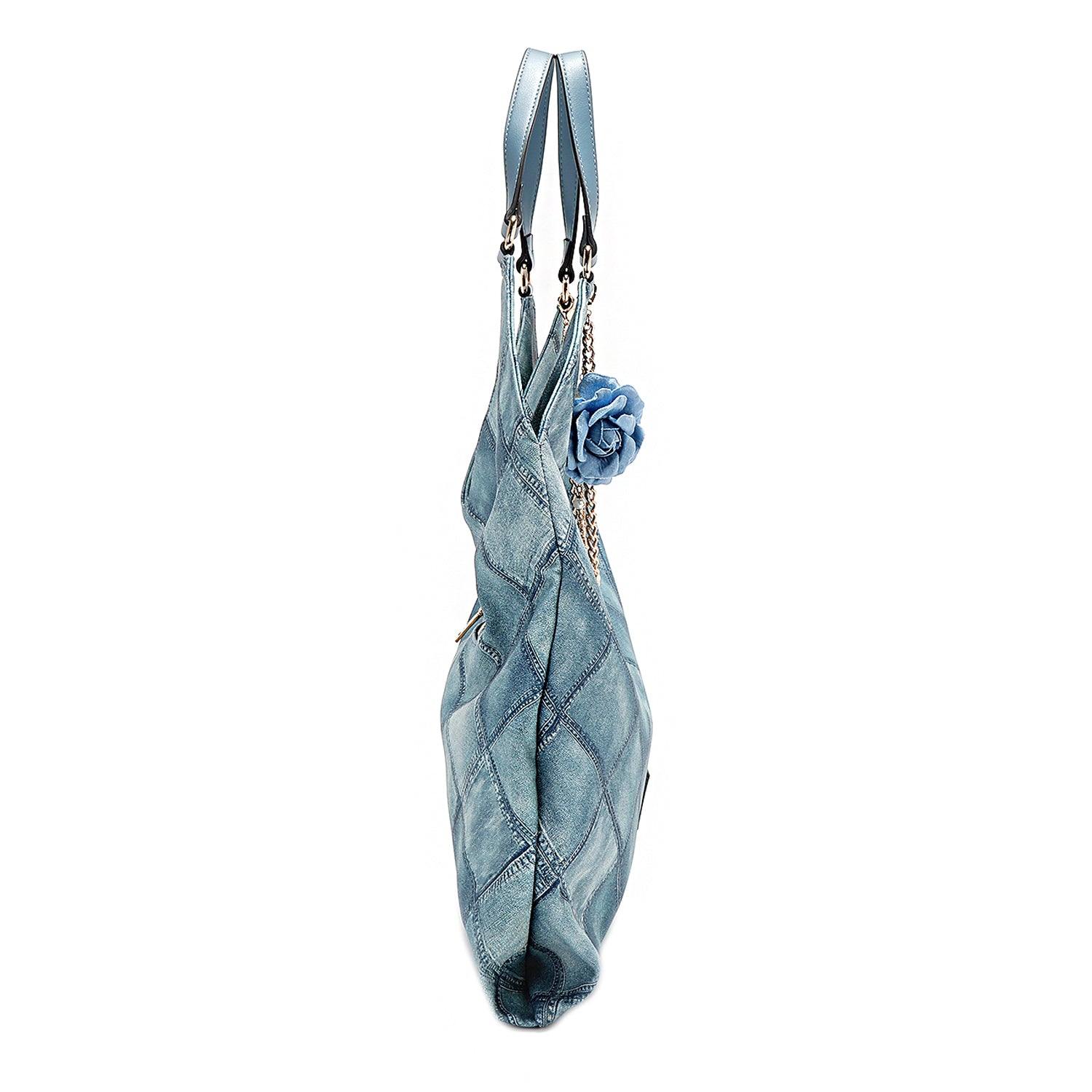 Blue Flower Large Shoulder Bag for Women - Stylish Crossbody Purse with Adjustable Strap, Perfect for Work, Travel & Everyday Use