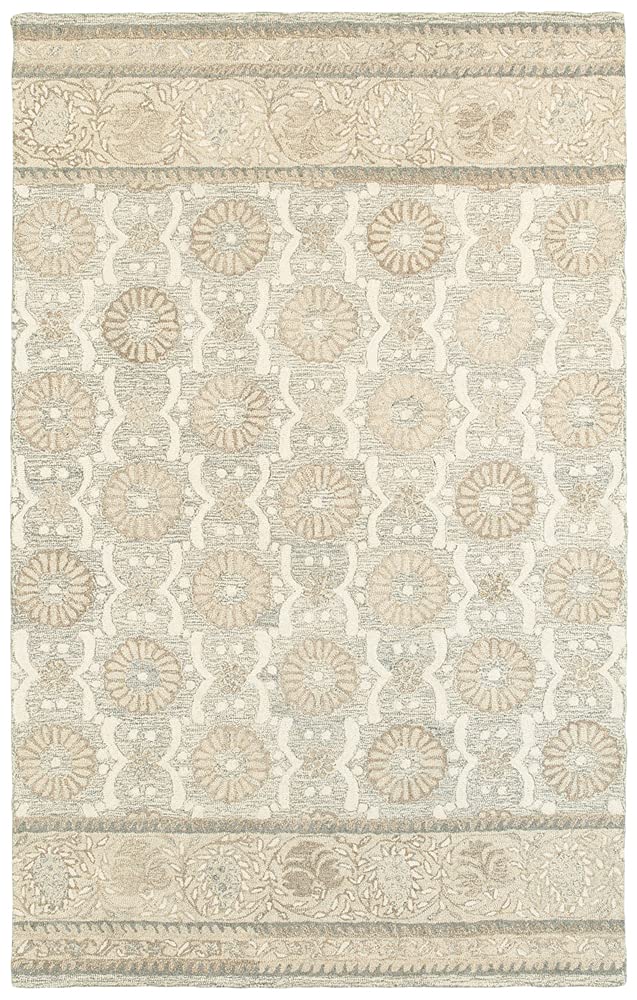 Moretti Deck Area Rug 93002 Ash Rings Circles 8' x 10' Rectangle - Indoor Outdoor Waterproof Rug for Patio, Deck, Balcony & Backyard