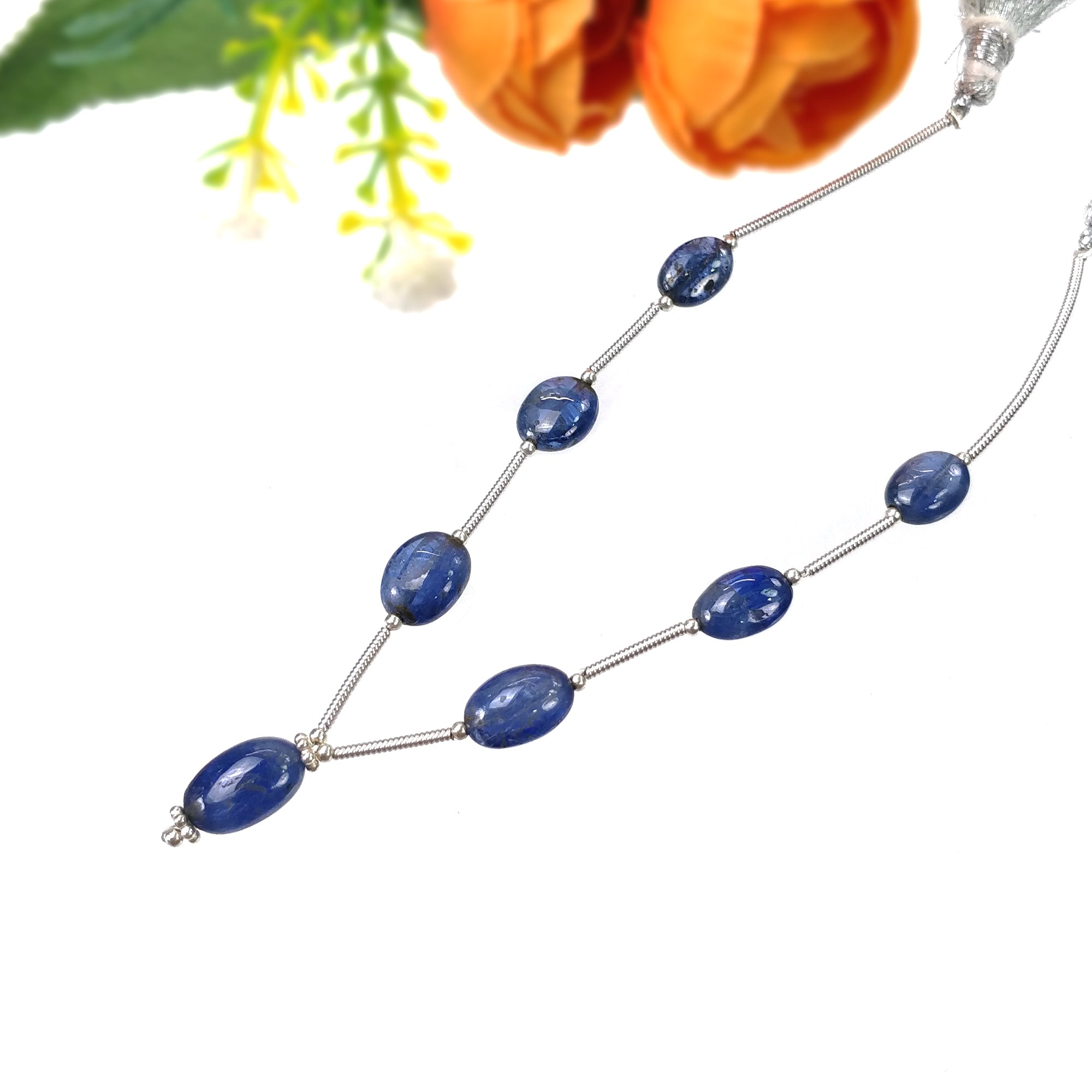 Natural Untreated Burmese Blue Sapphire Loose Beads - 25.00cts Oval Shape Plain Nuggets (9x7mm & 11x7mm) for Jewelry Making, DIY Crafts & Gemstone Collection