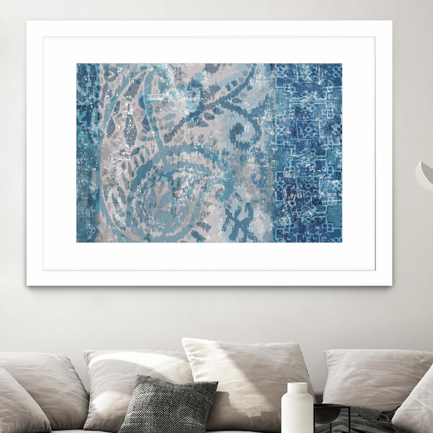 Blue Abstract Elegance Wall Art - Modern Canvas Painting for Living Room, Bedroom & Office Decor - Handmade Contemporary Home Decor