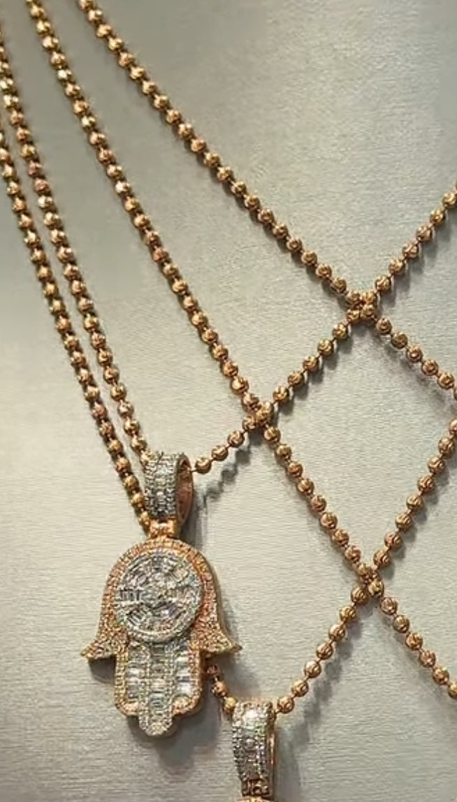 14K Diamond Hamsa Pendant with Rose Gold Moon Cut Chain - Elegant Spiritual Jewelry for Women | Perfect for Gifts, Meditation & Everyday Wear | JTJ™