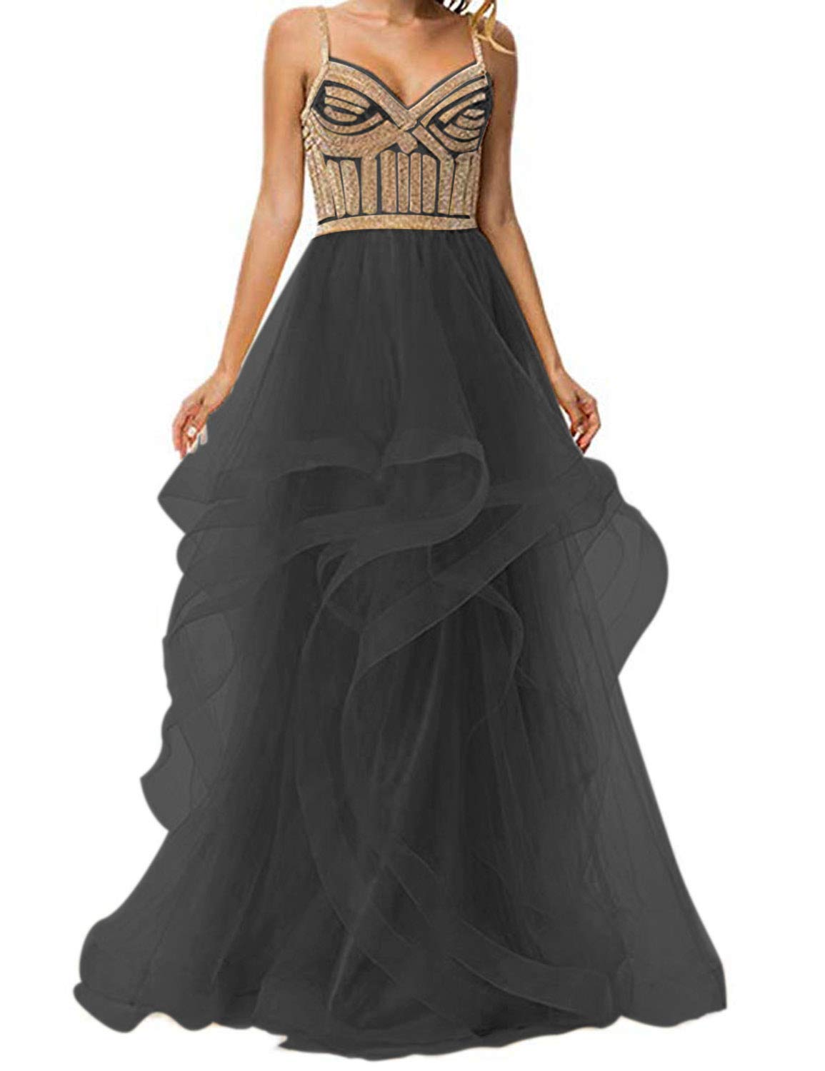 Adela Elegant Prom Dress - Tulle Tiered Ball Gown with Straps for Evening Parties | Perfect for Homecoming, Quinceañera & Formal Events