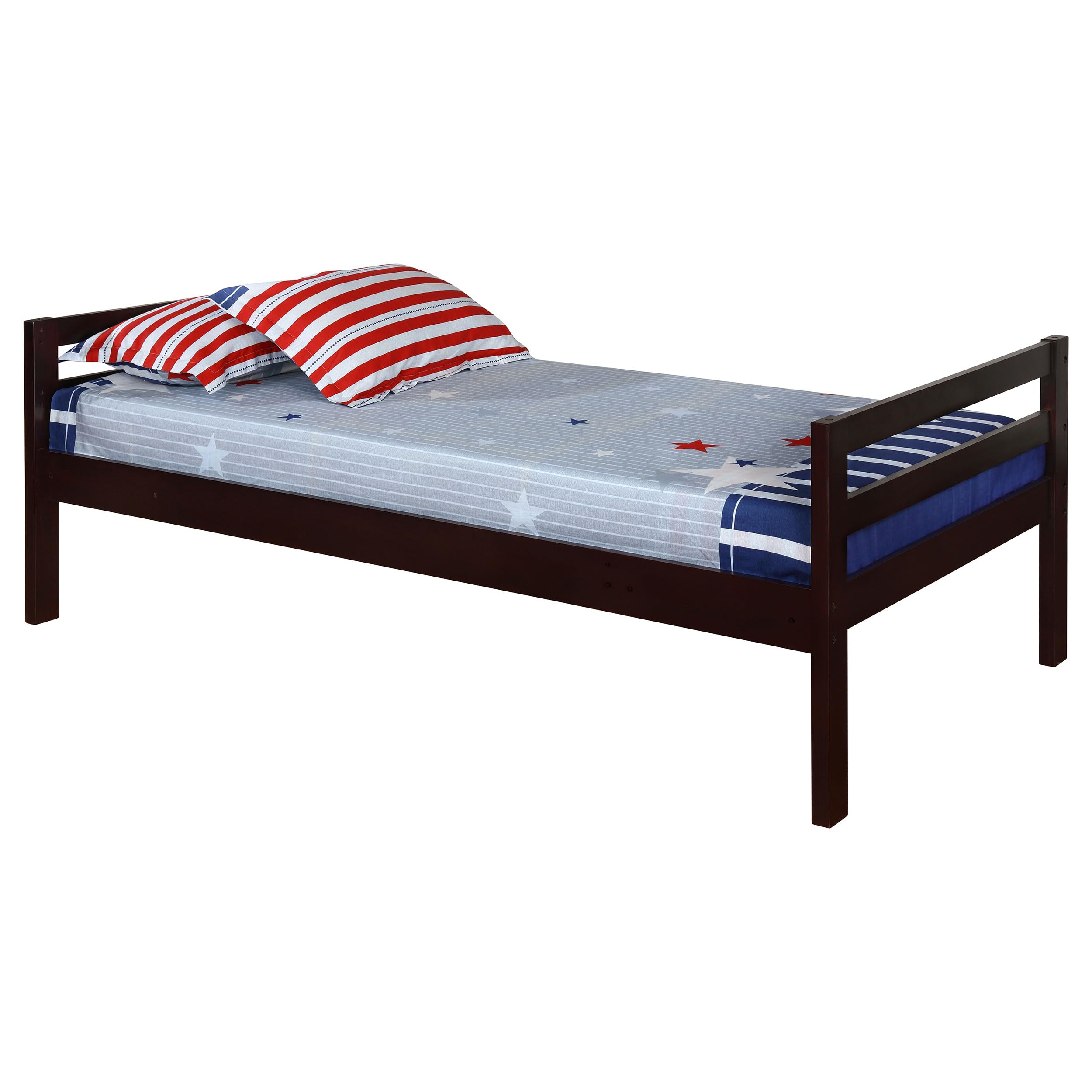 Coaster Home Furnishings Triple Bunk Bed Frame - Twin Over Twin Over Twin Size, Wood Construction with Ladder & Guardrails, Cappuccino Finish - Perfect for Kids' Bedrooms, Dorms, and Space-Saving Home Solutions