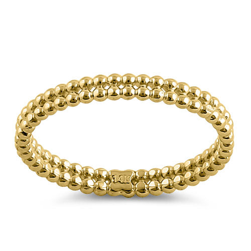 14K Solid Yellow Gold Stackable Bead Ring for Women - Minimalist Dainty Jewelry for Layering, Stacking & Everyday Wear