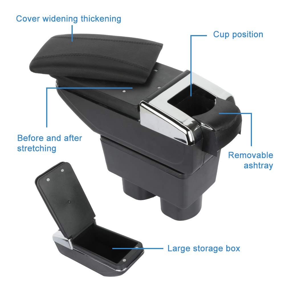 Premium Leather Car Center Console Armrest Storage Box for 2007-2011 Nissan Versa - Black - Upgrade Your Ride Comfort & Organization - Perfect for Road Trips, Commuting & Daily Driving