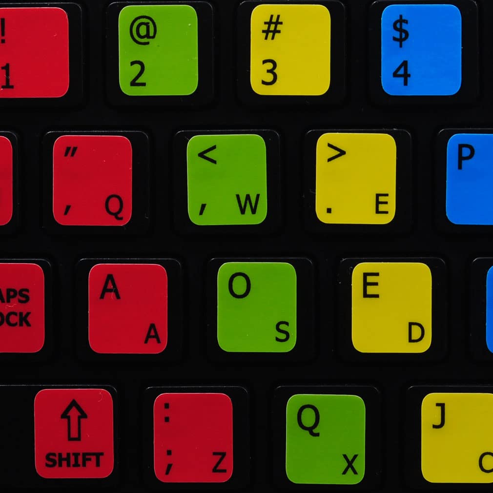 Dvorak Keyboard Stickers - Learn Faster for Typing & Coding
