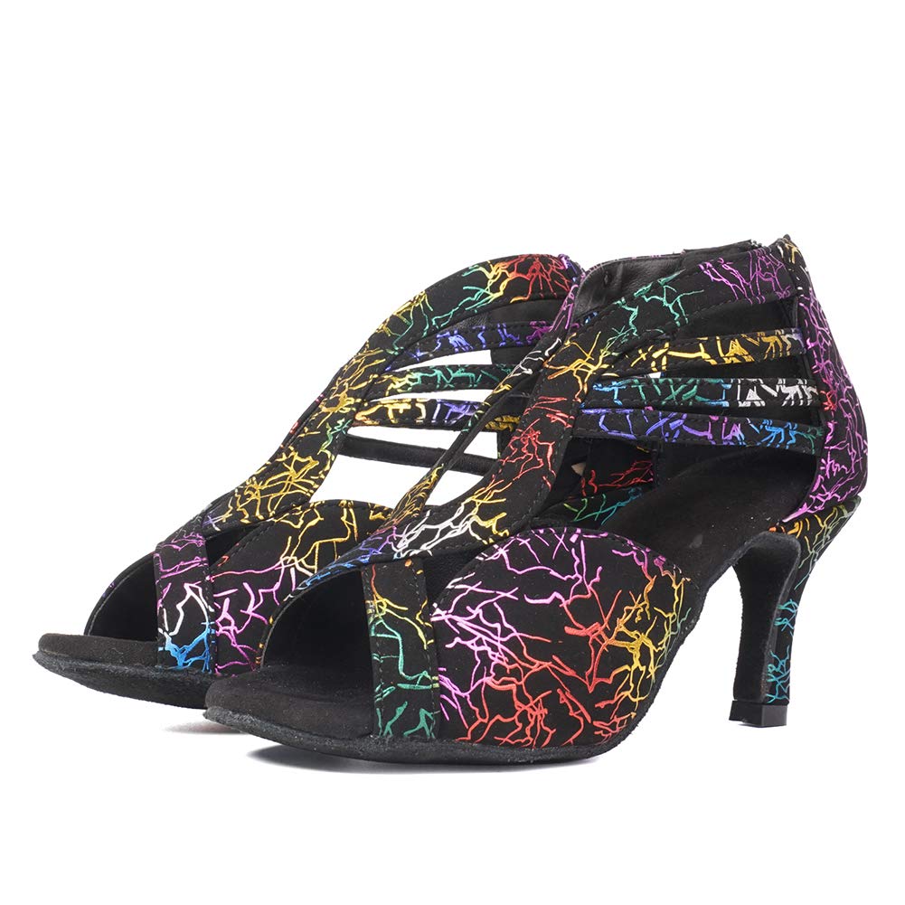SWDZM Women Latin Chacha Modern Salsa Performance Ballroom Dance Shoes WH-7013 - Professional Competition Practice Social Dance Party Wedding Performance