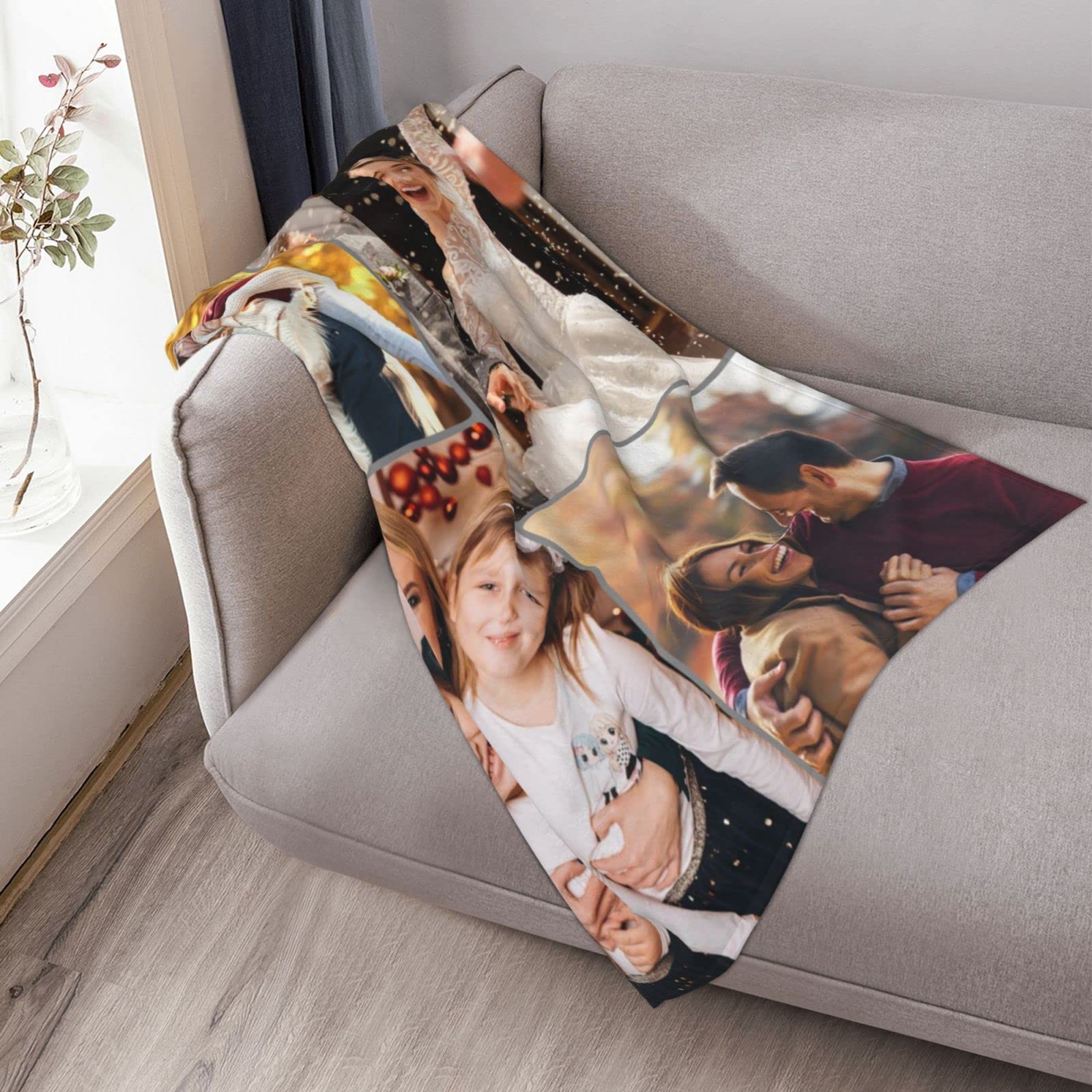 Personalized Photo Blanket - Custom Picture Collage Fleece Throw with Text for Adults, Kids & Family | Dog & Pet Blankets | Birthday, Christmas, Halloween Gift Ideas (50