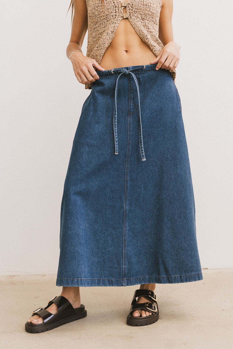 Arlo Denim Maxi Skirt for Women - High Waisted Long Denim Skirt with Side Slits | Perfect for Casual Outings, Beach Wear & Boho Fashion