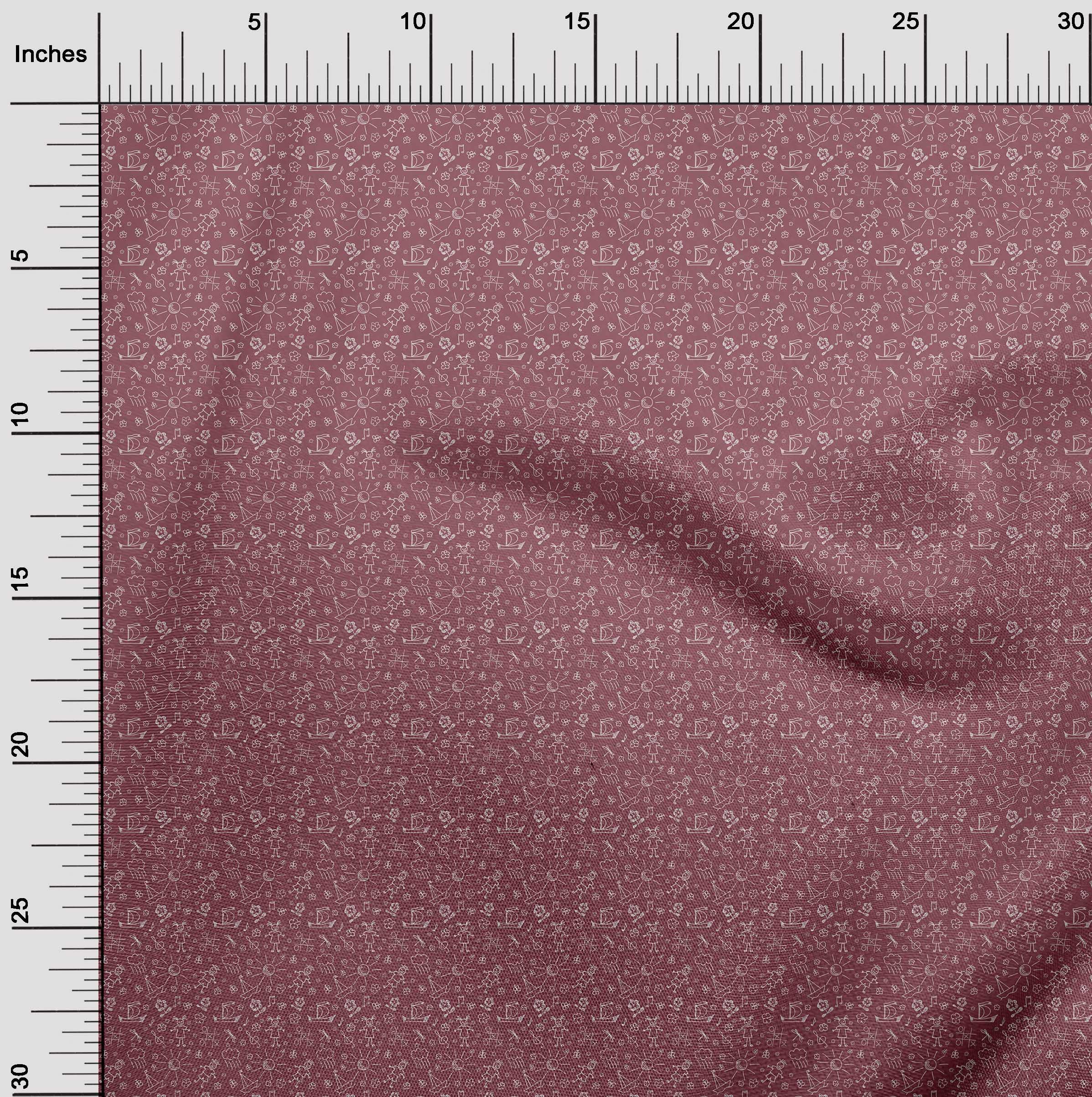 Premium 100% Cotton Cambric Pink Fabric for Kids DIY Sewing Projects - 56 Inch Wide Printed Doodle Fabric by the Yard - Perfect for Children's Clothing, Crafts & Home Decor