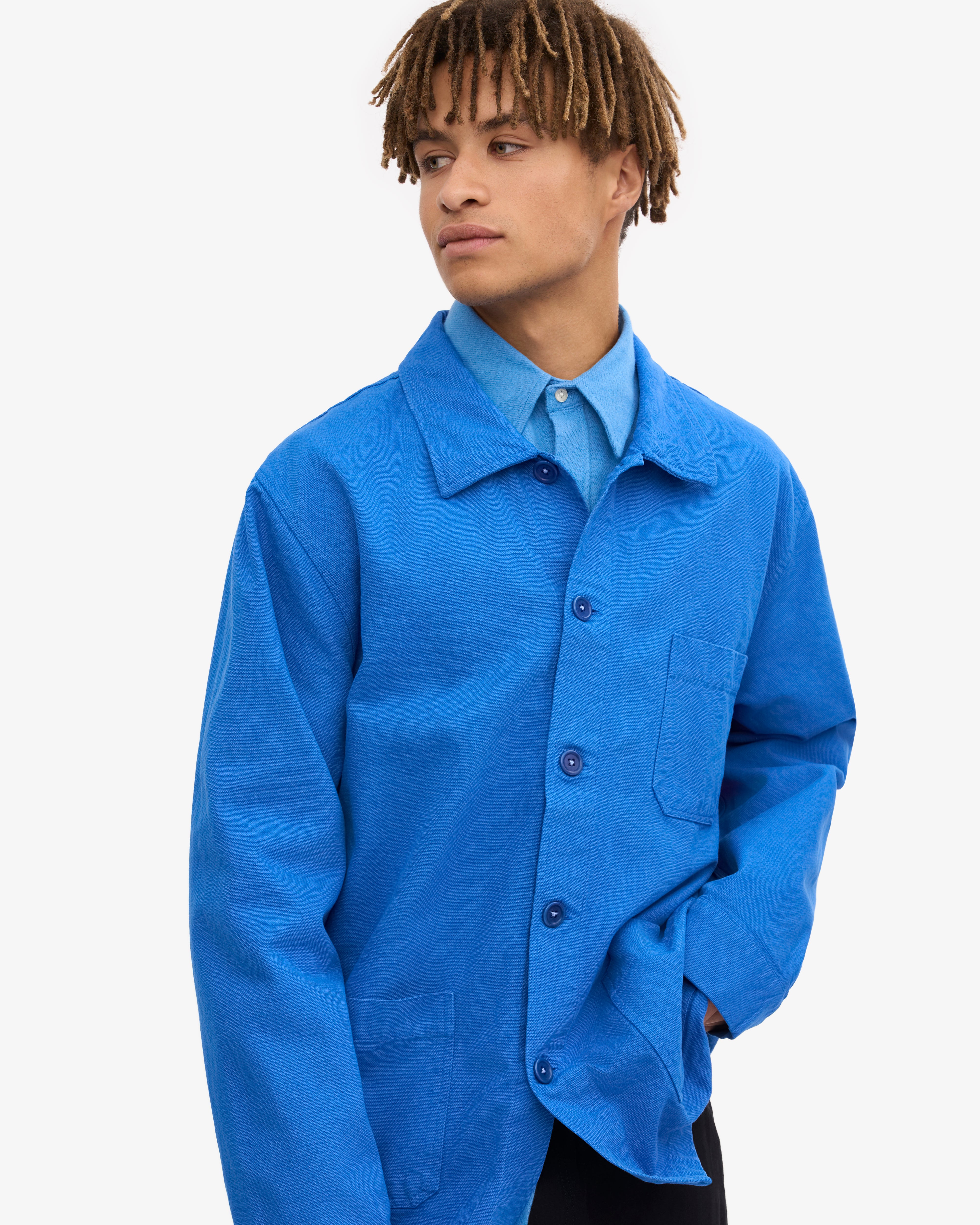 Organic Workwear Jacket for Men & Women | Durable Eco-Friendly Cotton | Pacific Blue | Perfect for Outdoor Jobs, Hiking & Casual Wear