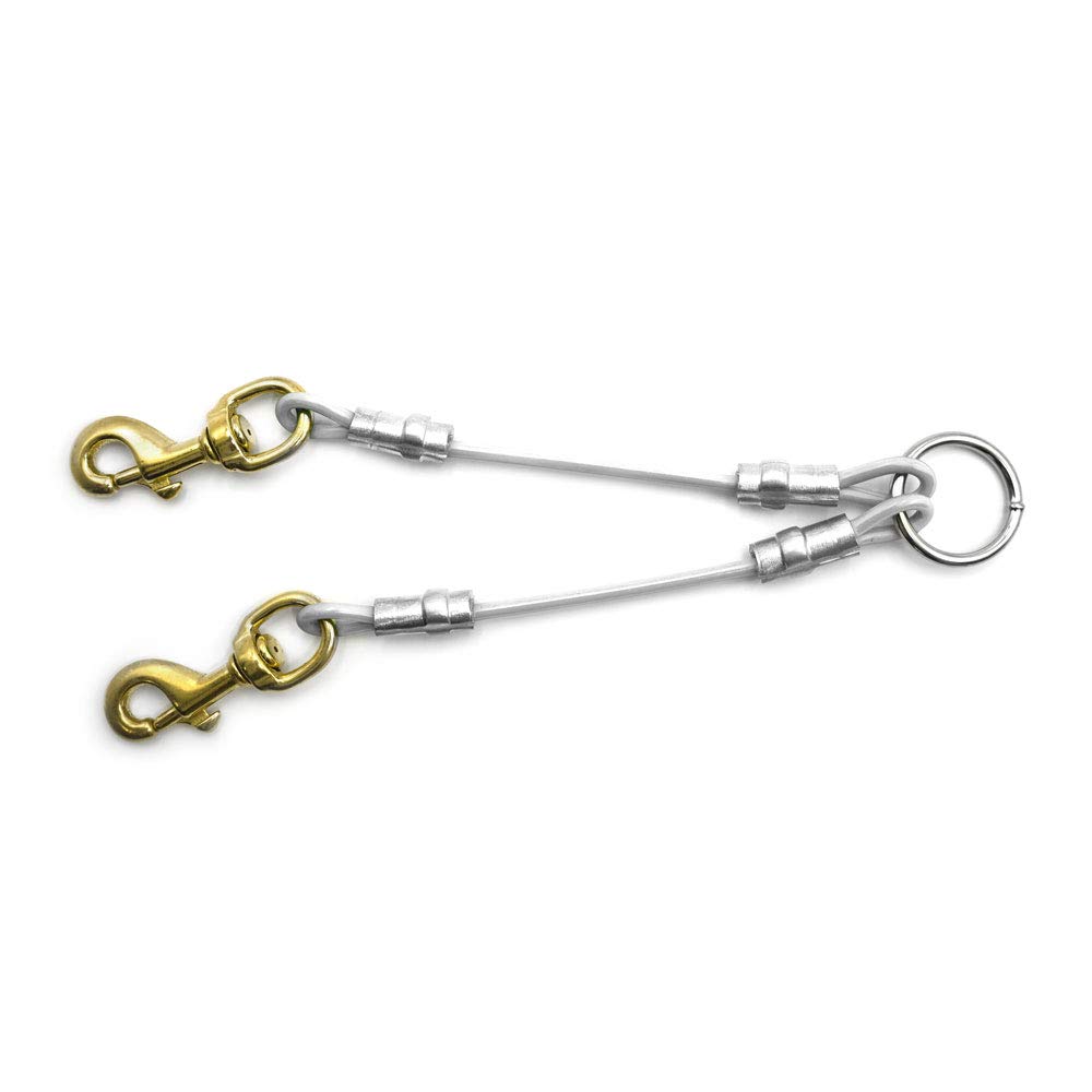 Durable 2 Dog Leash Splitter Coupler for Walking Two Dogs - Strong White Dual Pet Leash Connector for Small Medium Large Breeds - Perfect for Hiking, Jogging & Outdoor Adventures