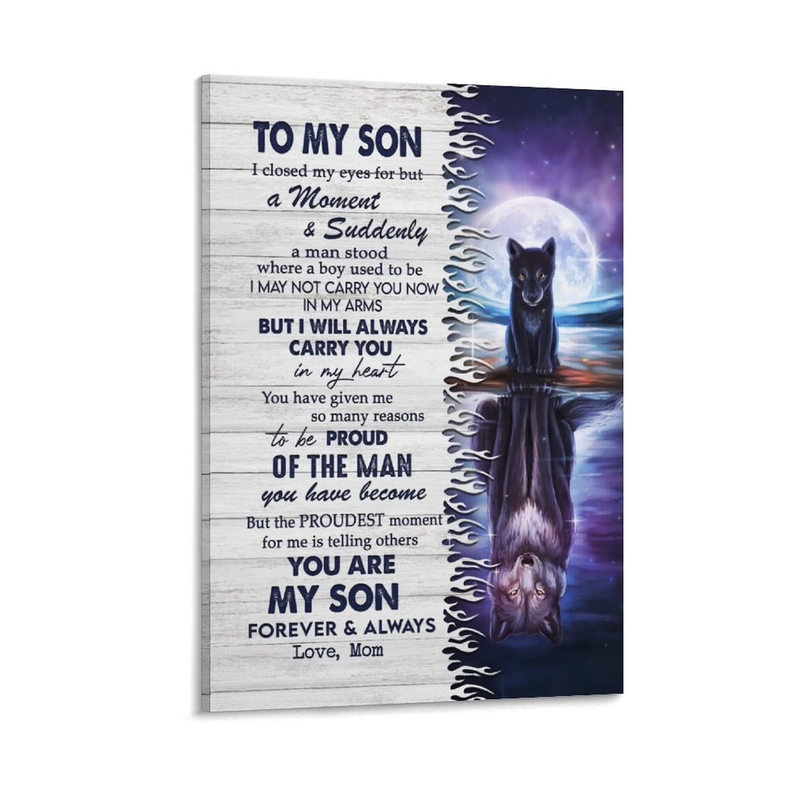 Inspirational Poster for Son - Motivational Quote Wall Art - Canvas Painting for Bedroom & Living Room Decor - 24x36 Inches (60x90cm) - Perfect for Kids Room, Office & Study Space
