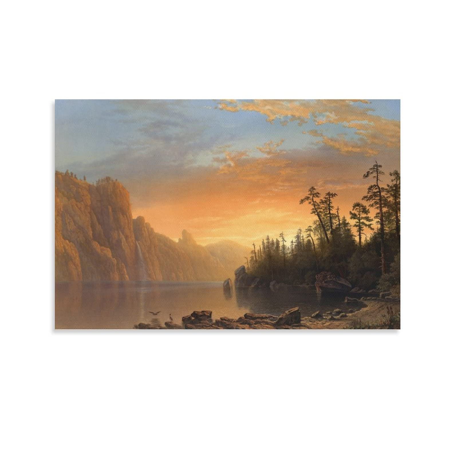 Albert Bierstadt Sunset in California Landscape Painting Poster - Hudson River School Artwork - Premium Canvas Wall Art for Living Room & Bedroom Decor - 12x18 inches (30x45 cm) - Perfect for Home, Office, or Gift Giving