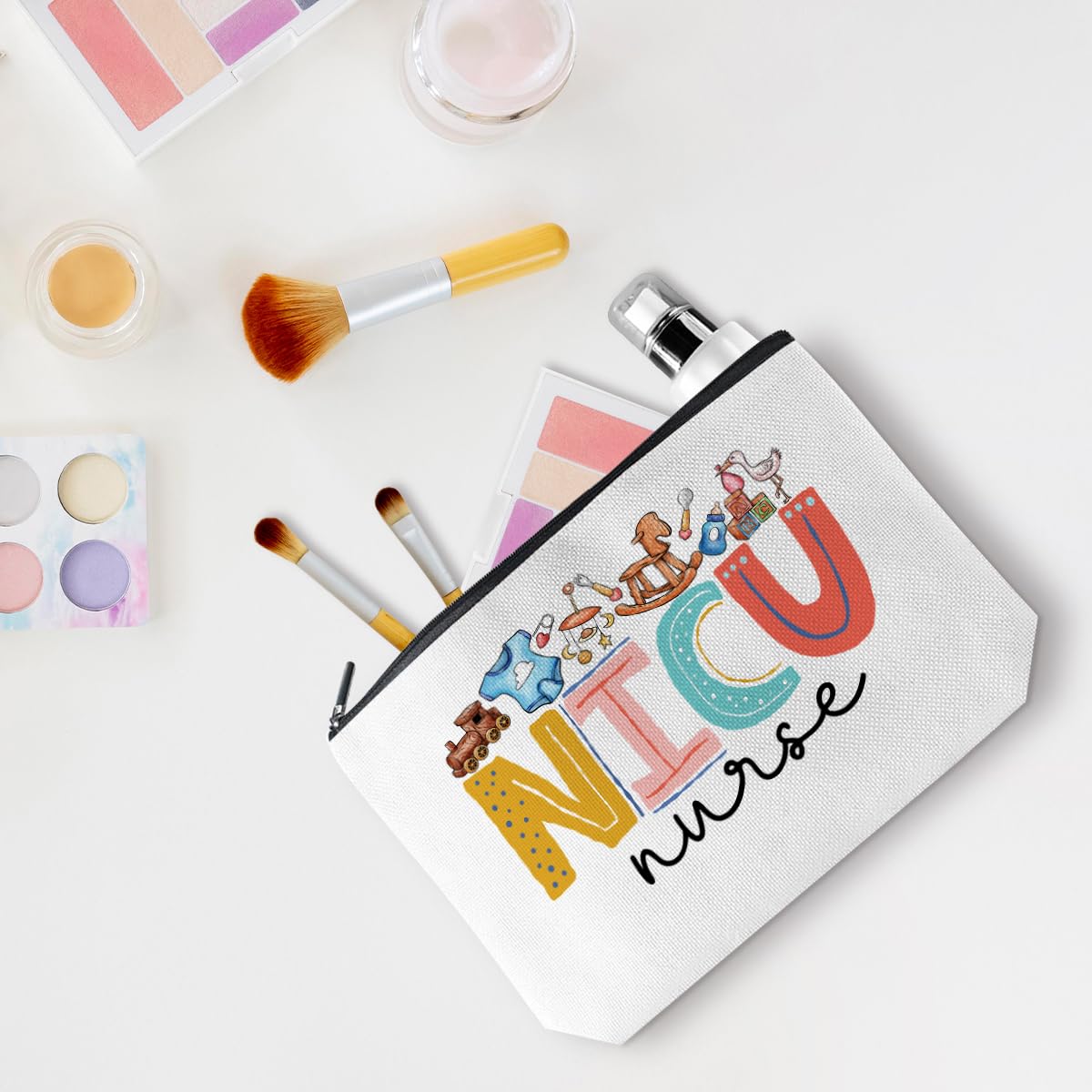 Cute NICU Nurse Makeup Bag - RN Cosmetic Pouch for Work, Nursing Graduation & Nurse Week Appreciation - Perfect Birthday & Christmas Gift for Women Nurses (Ideal for Hospital Shifts, Travel & Daily Use)
