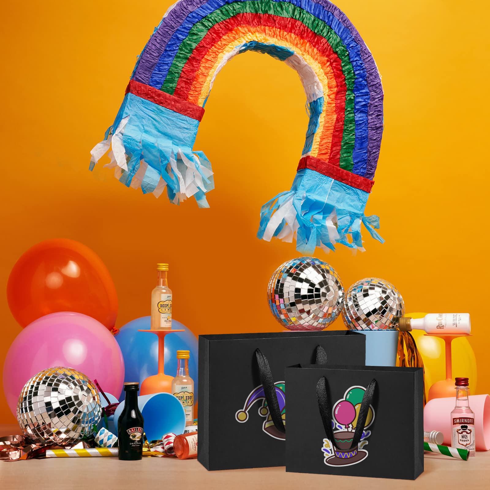 BagDream 25 Pack Black Kraft Paper Gift Bags with Handles - 12.5x4.5x11 Inches Bulk Shopping Bags for Retail, Grocery, Party Favors & Gift Wrapping | Perfect for Birthday Parties, Weddings, Christmas Gifts & Store Merchandise